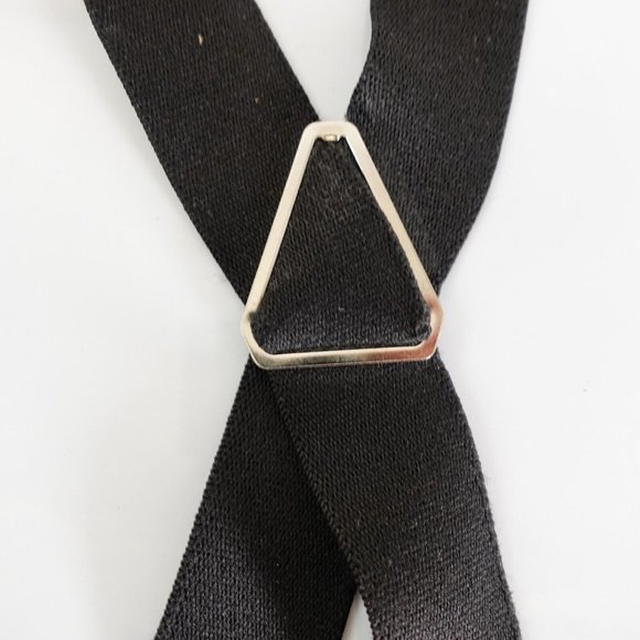 Suspender Mens Black Clip On Button Adjustable Strap Work Non Stretch X Back - Picture 4 of 7